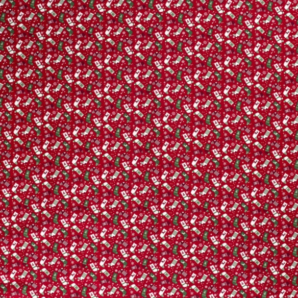 Bawełna świąteczna PREMIUM - Skarpety na czerwonym