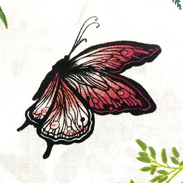 Tkanina bawełniana - Paprocie i motylki