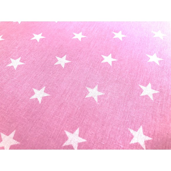 Tkanina bawełniana - Gwiazdki białe na różowym
