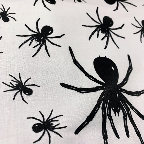 Бавовняна тканина - чорні павуки на білому