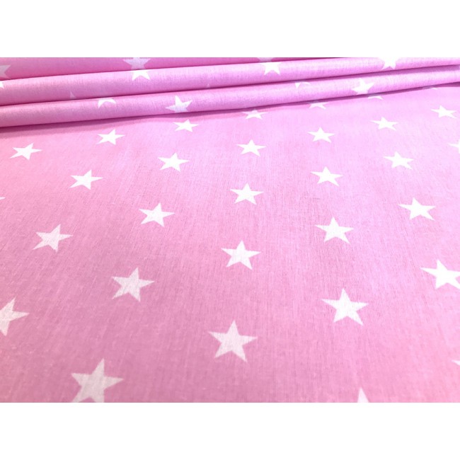 Бавовняна тканина - Білі зірочки на рожевому