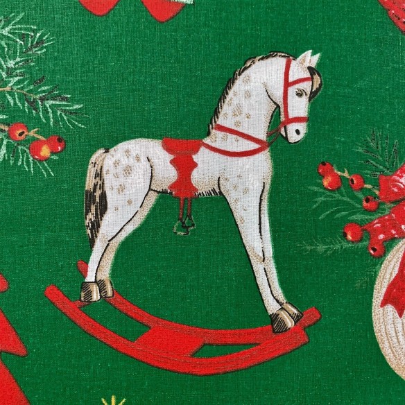 Бавовняна тканина - різдвяна качалка зелена