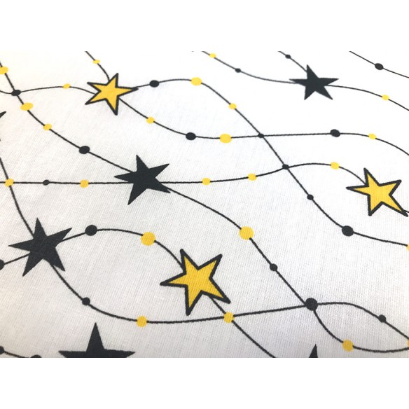 Tkanina bawełniana - Gwiazdki na linie żółte