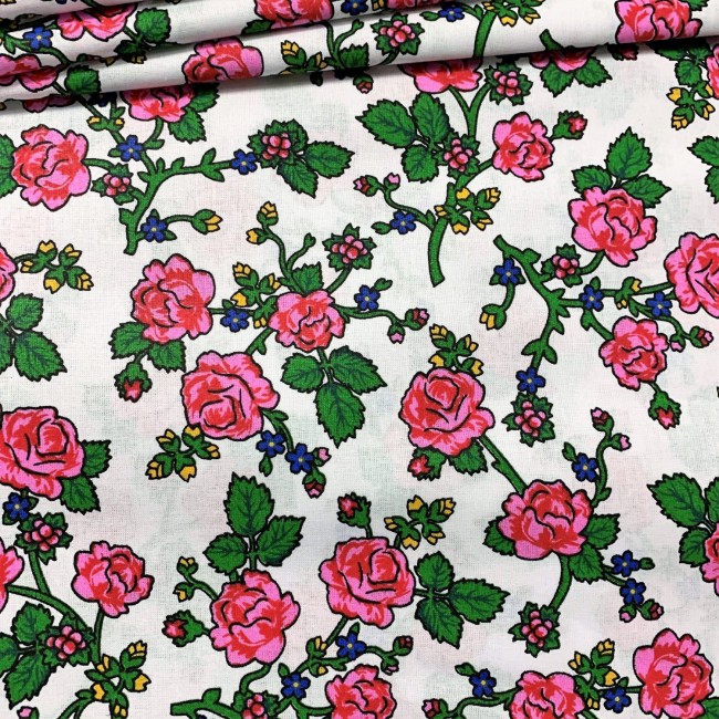 Бавовняна тканина - Білі квіти горця II