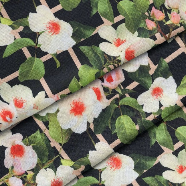 Водостійка тканина - Оксфордські троянди на перголі