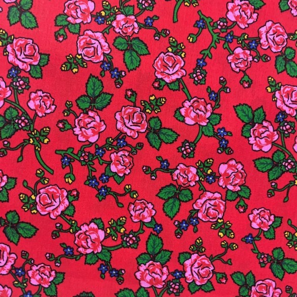 Бавовняна тканина - Червоні квіти горця II