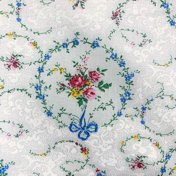 Tkanina bawełniana - Wianek kwiatowy niebieski