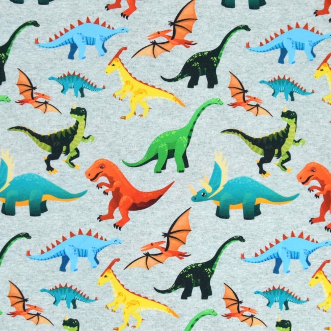 Dzianina dresowa FRENCH TERRY drukowana - Dinozaury