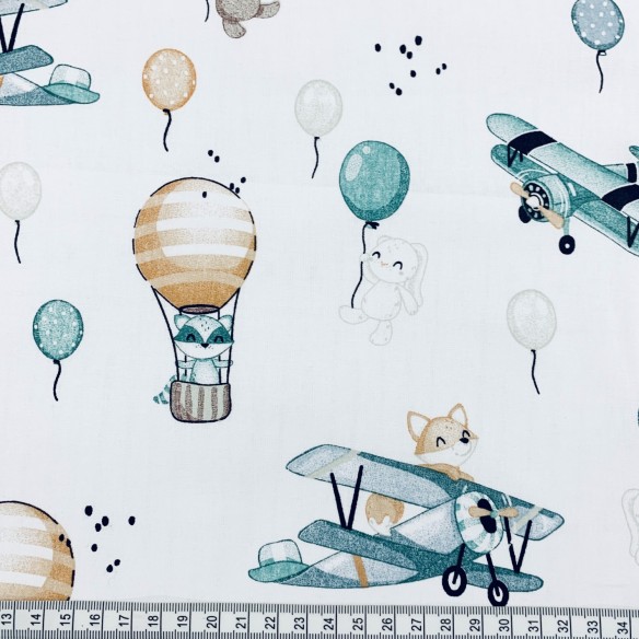 Tkanina bawełniana - Samoloty i balony