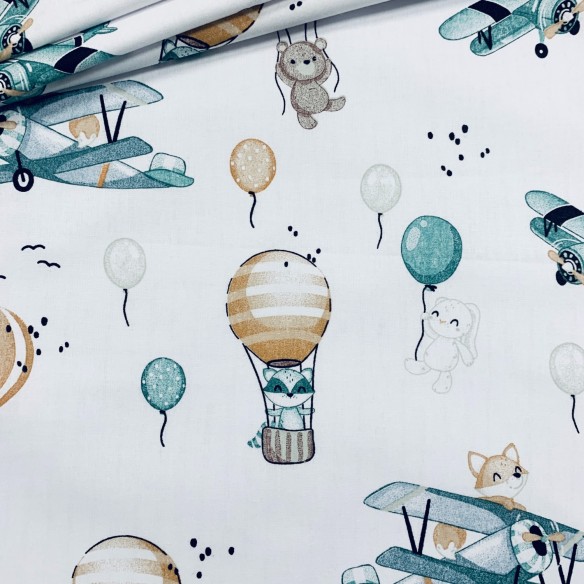 Tkanina bawełniana - Samoloty i balony