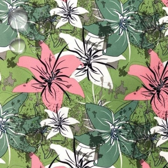 Водостійка тканина - Оксфорд Гавайські пастельні квіти