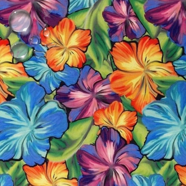 Tkanina wodoodporna - Oxford kwiatki hawajskie malowane