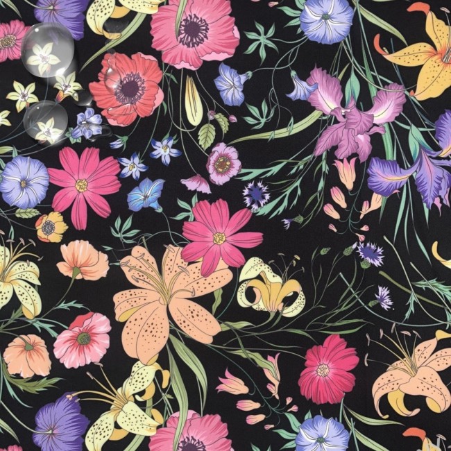 Водостійка тканина - Оксфорд з намальованими квітами