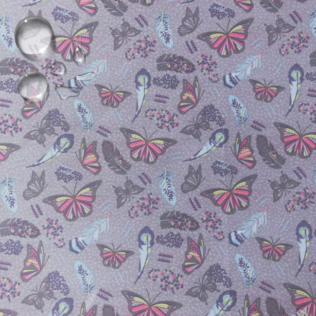 Водостійка тканина - оксфордські метелики на сірому