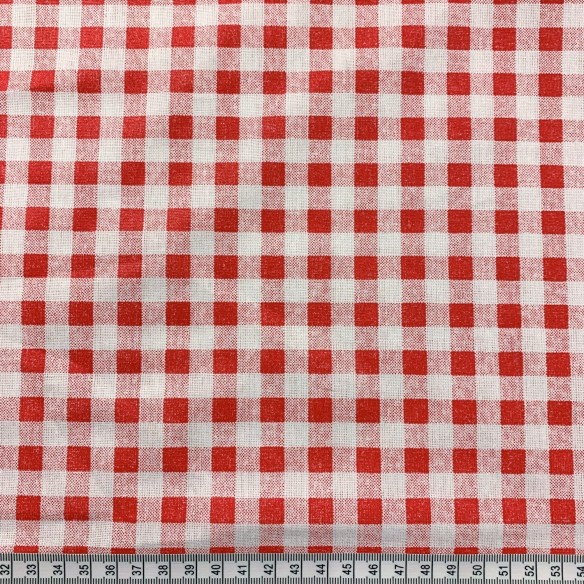 Tkanina bawełniana - Kratka czerwona stołowa