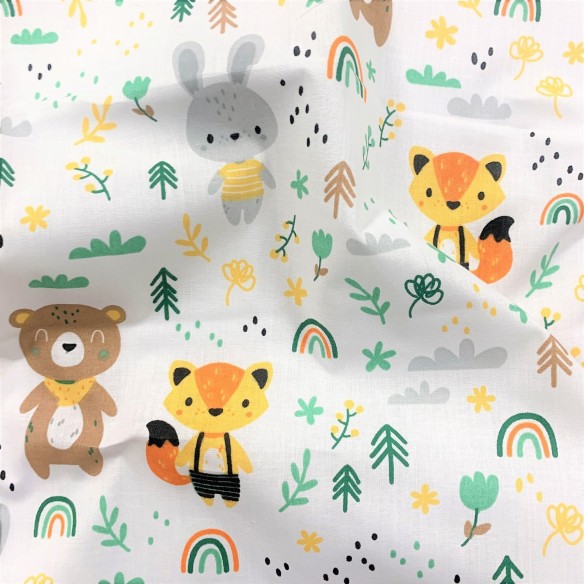 Бавовняна тканина - Ведмеді лисиці веселка і м'ята