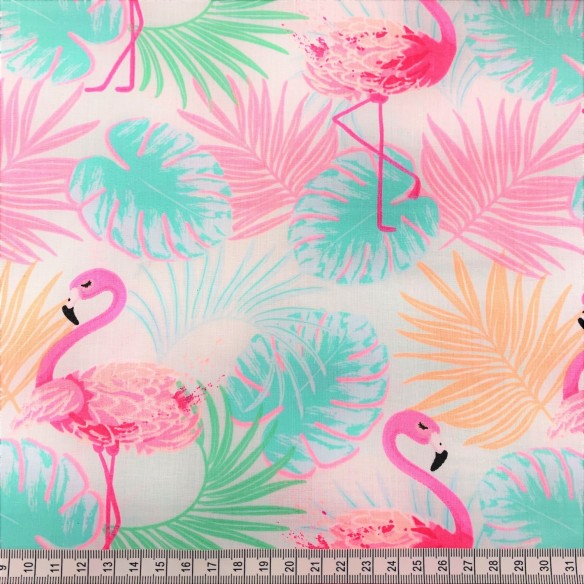 Tkanina bawełniana - Flamingi pastelowe