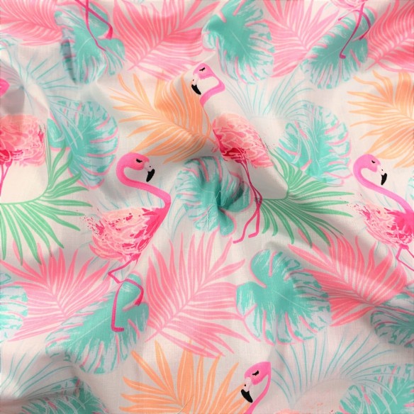 Tkanina bawełniana - Flamingi pastelowe