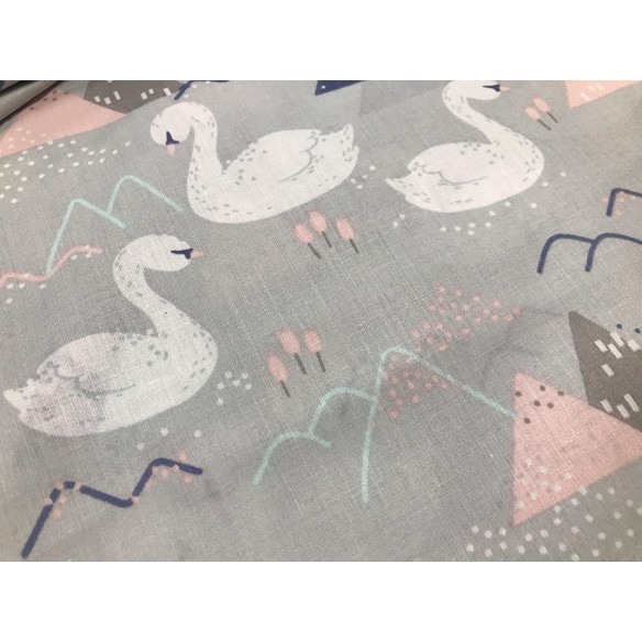 Бавовняна тканина - Лебеді на сірому
