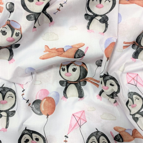 Tkanina bawełniana - Szczęśliwy pingwinek