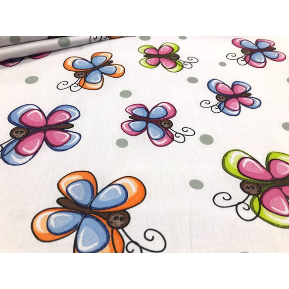 Tkanina bawełniana - Dziecięce duże kolorowe motylki