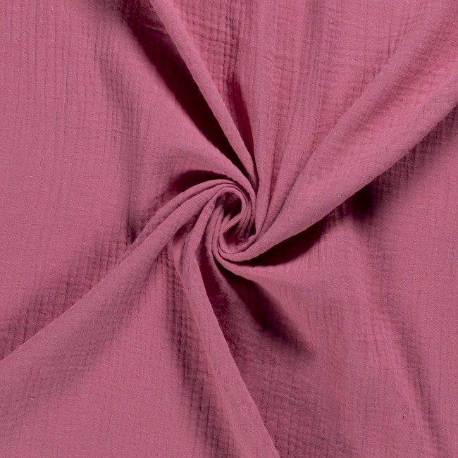 Бавовняна мусліновая подвійна марля Premium - темно-рожева