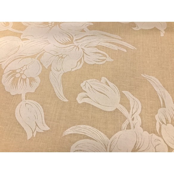 Бавовняна тканина - Квіти гламур екрю