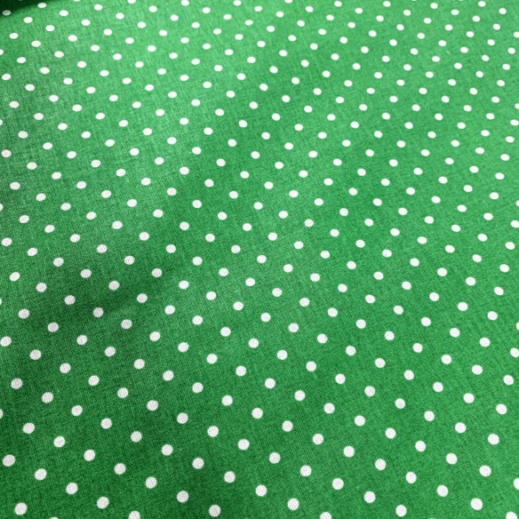 Tkanina bawełniana - Groszki zielone 7mm