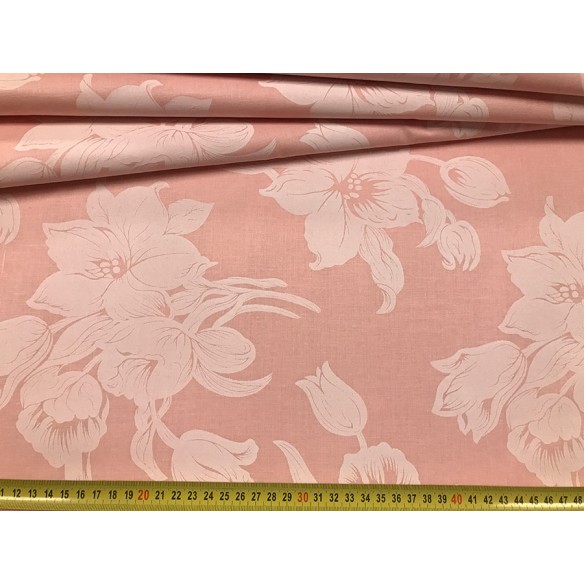 Tkanina bawełniana - Kwiaty glamour łosoś