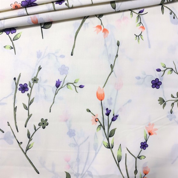 Бавовняна тканина - квіти та гілочки