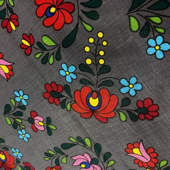 Бавовняна тканина - Łowicz Folklore Pattern Gray