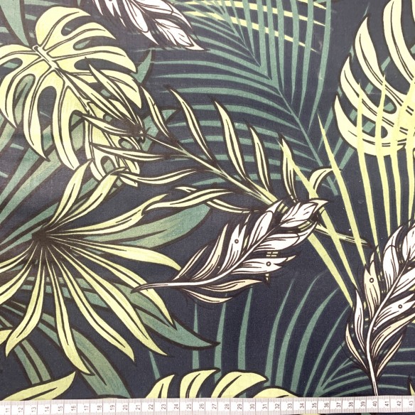 Бавовняна тканина - Монстера, Ботаніка на зеленому