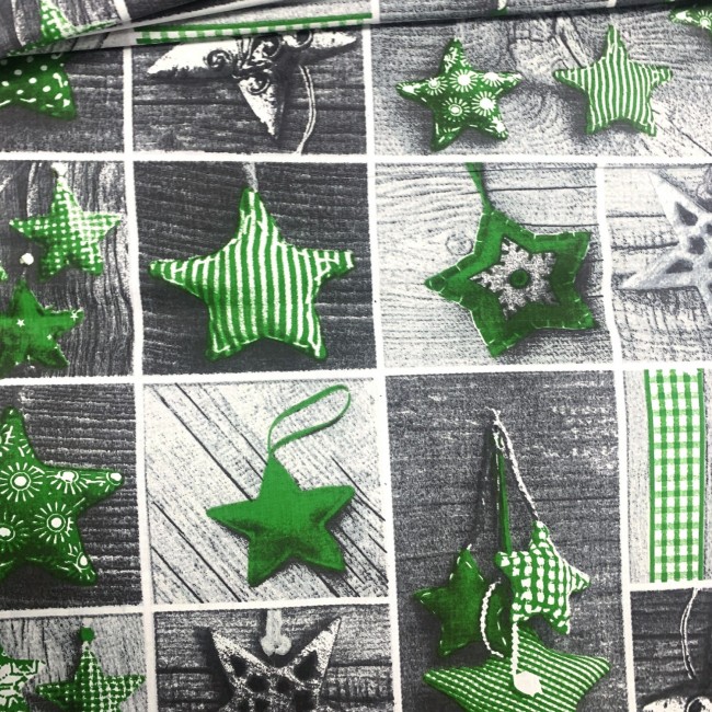 Бавовняна тканина - новорічний печворк, зелений