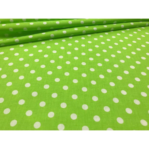 Tkanina bawełniana - Grochy zielone