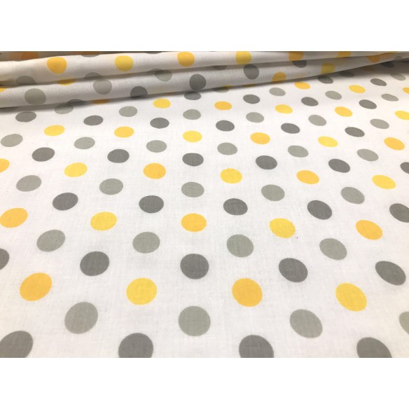 Бавовняна тканина - жовто-сірі точки 2 см