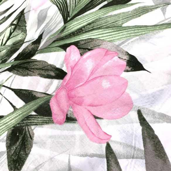 Tkanina bawełniana - Botanika, różowy kwiat