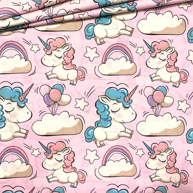 Бавовняна тканина - Єдинороги на рожевому