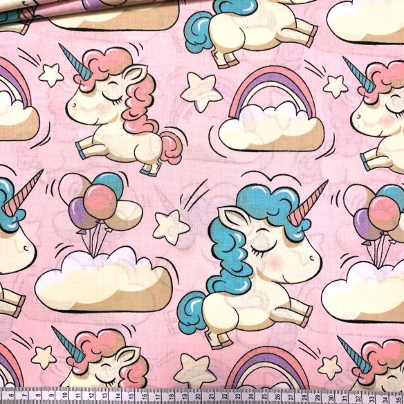 Бавовняна тканина - Єдинороги на рожевому