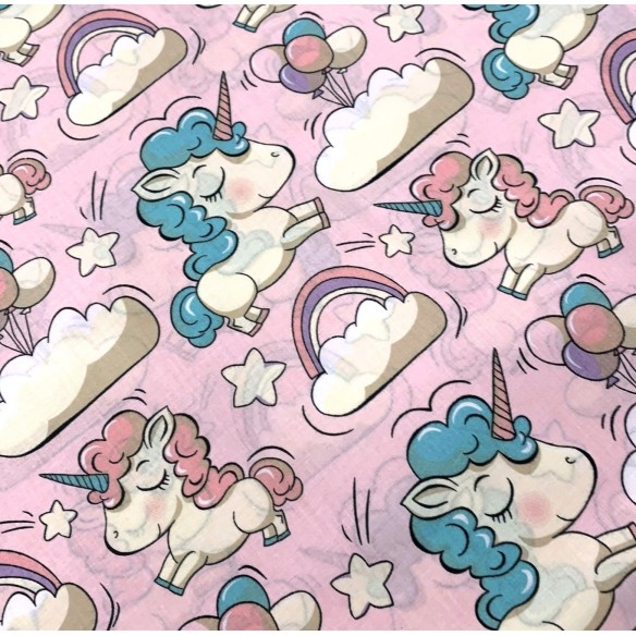 Бавовняна тканина - Єдинороги на рожевому