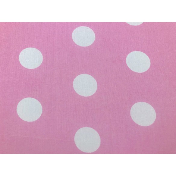 Tkanina bawełniana - Grochy różowe 2.5 cm