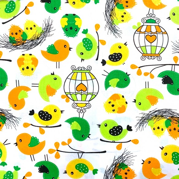Tkanina bawełniana - Wielkanocne ptaszki