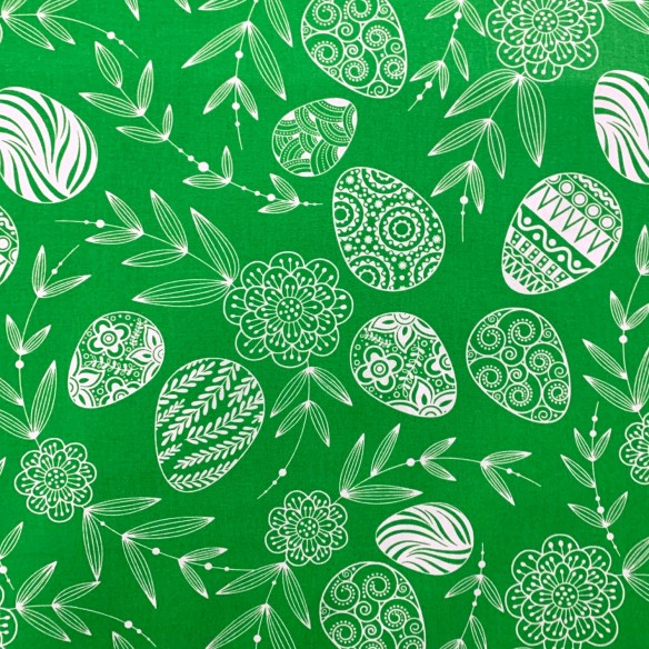Tkanina bawełniana - Wielkanoc, Pisanki zielone