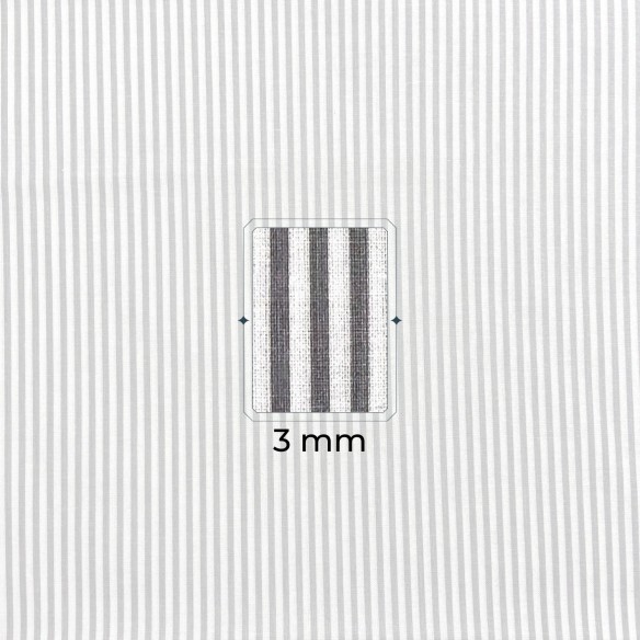 Tkanina bawełniana - Paski szare 3 mm