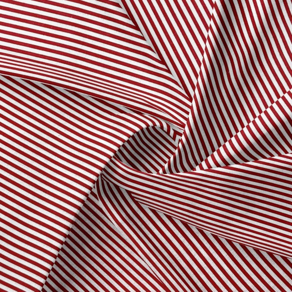 Tkanina bawełniana - Paski czerwone 3 mm