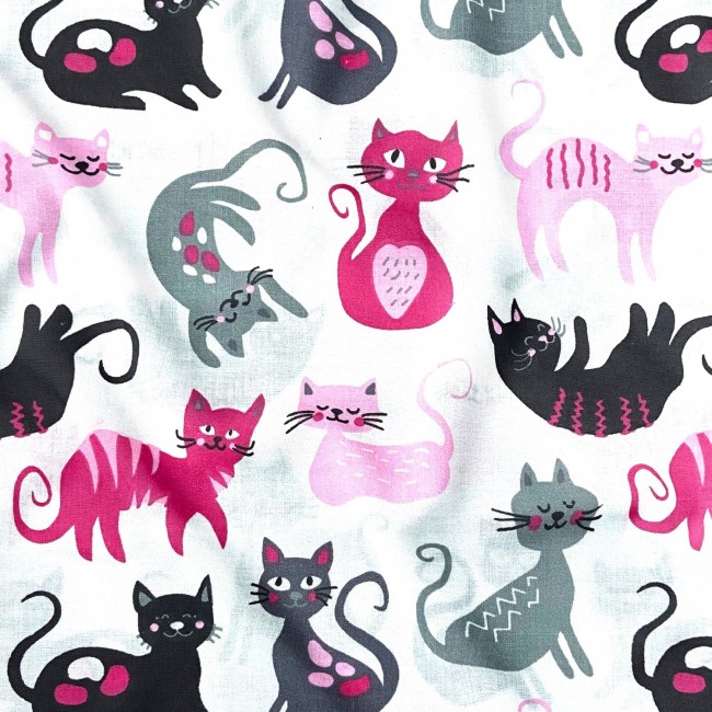 Бавовняна тканина - коти рожеві та...