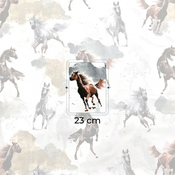 Бавовняна тканина - коричневі та сірі коні