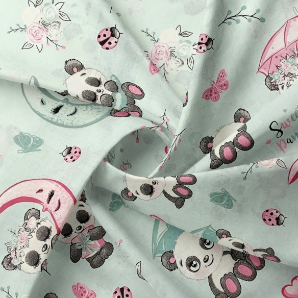 Бавовняна тканина - панди під парасолькою