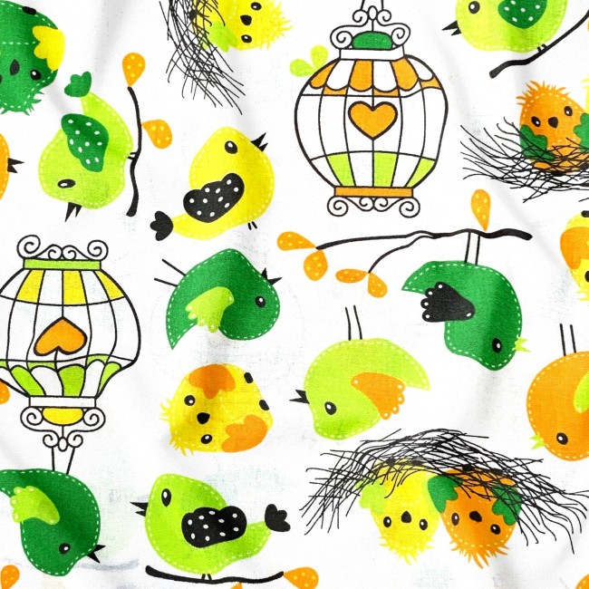 Tkanina bawełniana - Wielkanocne ptaszki