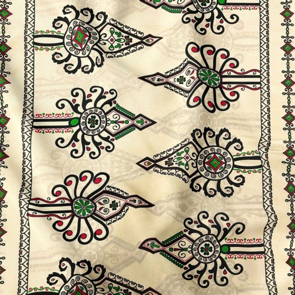 Tkanina bawełniana - Parzenice góralskie folklor beż