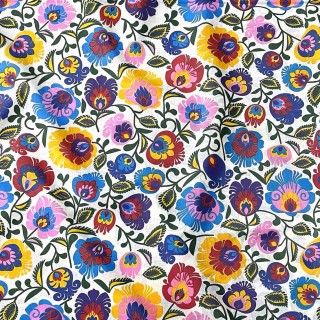 Бавовняна тканина - візерунок Lowicz білий